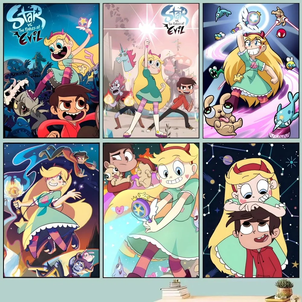 1 Stück Star vs. the F-Forces of E-Evil Poster, selbstklebende Kunst, wasserfester Papieraufkleber, Kaffeehaus, Bar, Zimmer, Wanddekoration Image