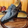 Elegante schwarze Herren-Loafer, modisches Kleid, formelle Anzugschuhe, atmungsaktives Leder, handgefertigt, Mönchsstil, rutschfeste Schuhe für Erwachsene