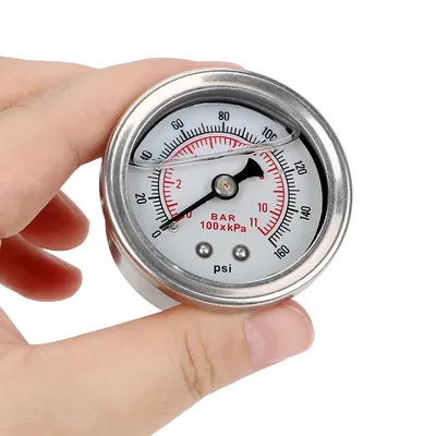 Fuel Pressure Gauge Meter Oil Press Gauge Liquid Liquid 0-160 psi 1/8 NPT Universal for Auto Tester Monitoring System