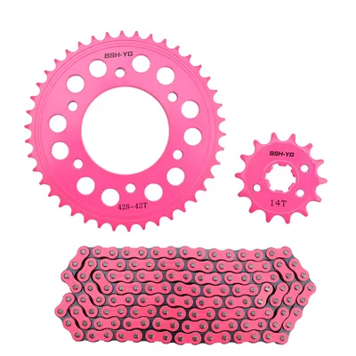 42T-14T 428H-130L Suitable for LC150 Motorcycle Chain Universal Motorcycle Accessories Motorcycle Sprocket Set Pink Chain Gear