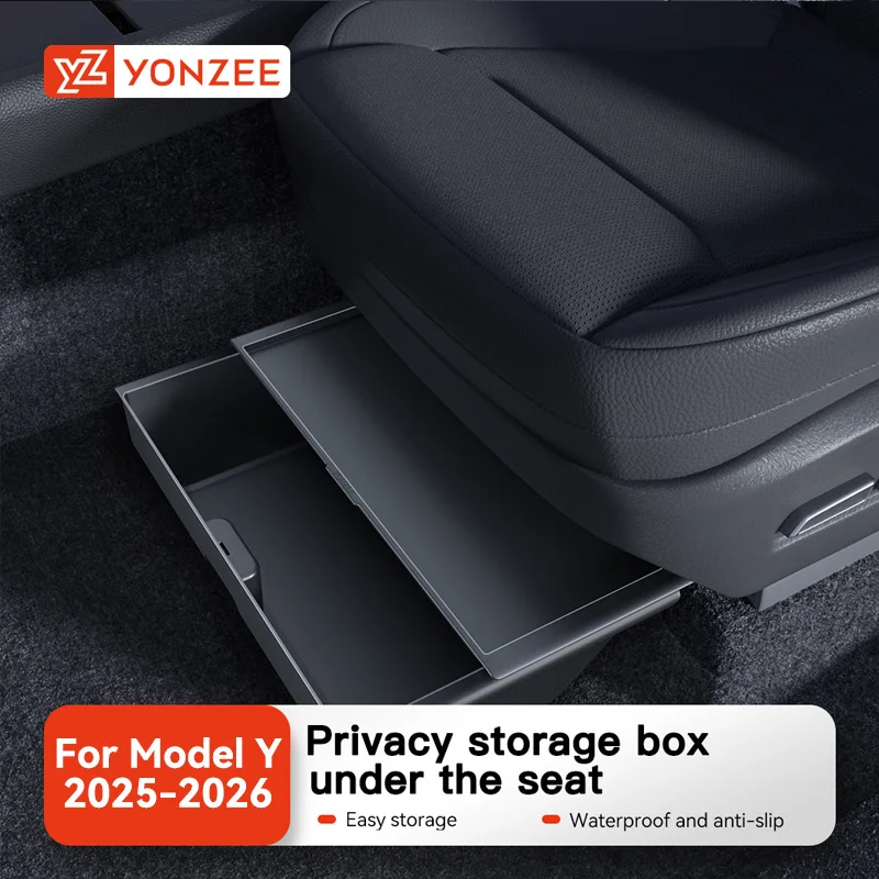 YZ Für Tesla Model Y 2026 Juniper Launch Aufbewahrungsbox unter dem Sitz, Autositz-Organizer, Fahrzeug-Untersitzschublade, Zubehör Image