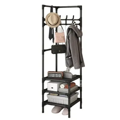 Multi-Layer Assembly Hanging Clothes Rack Corner Coat and Hat Rack Bedroom Corner Hanging Clothes Rack Floor Shelf Organization