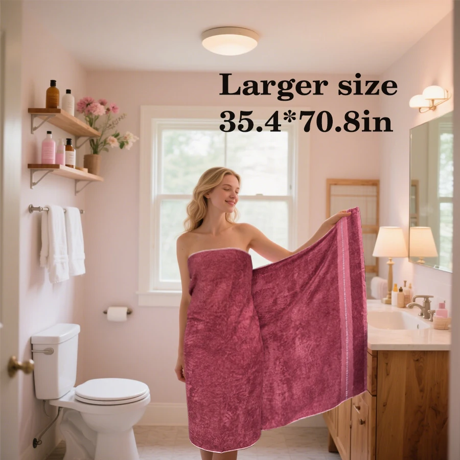 Extra großes Badetuch 90 x 180 cm – Premium-Bambusfaser, besonders saugfähig und schnell trocknend, luxuriöses Badetuch für Spa, Hotel, Heimgebrauch Image