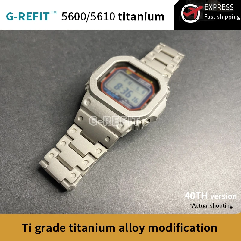 G-Refit V5.5 Titanlegierung DW5600 GWB5600 G5600E GWM5610 Uhrenarmbänder Lünette Armband Set Armband Metall/Gehäuse schwarzes Band mit Werkzeug Image