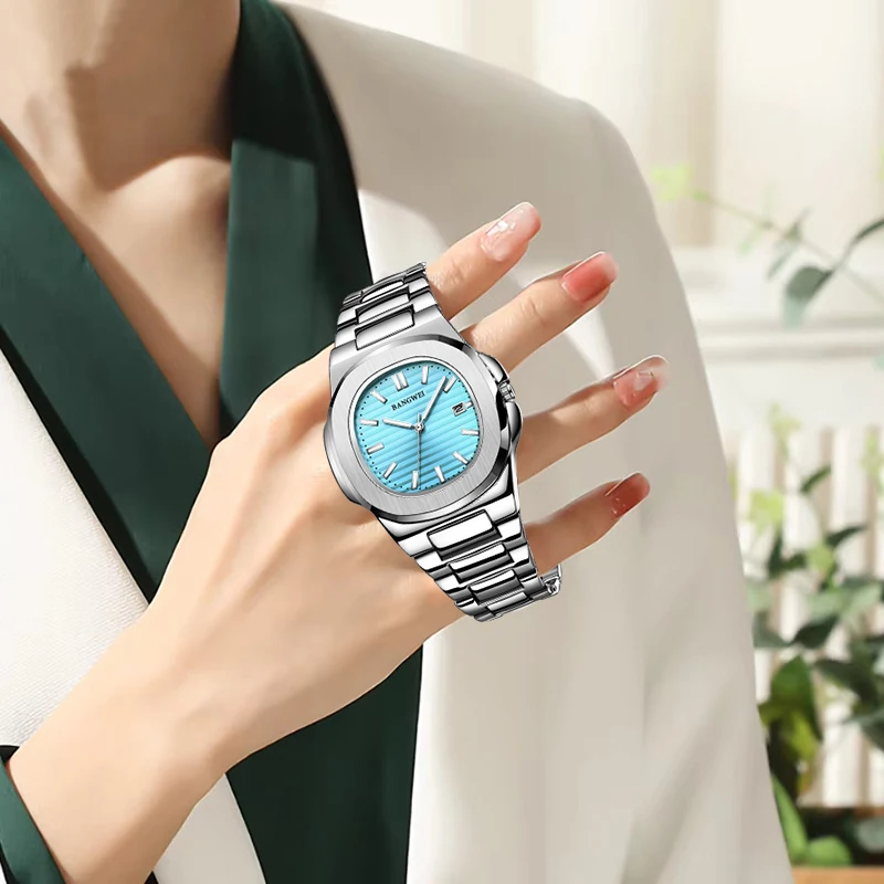 LIGE Mode Elegante Quarzuhren für Damen Damen Luxus Business Casual Edelstahl Damenuhr Armband Datum Geschenke für Damen Image