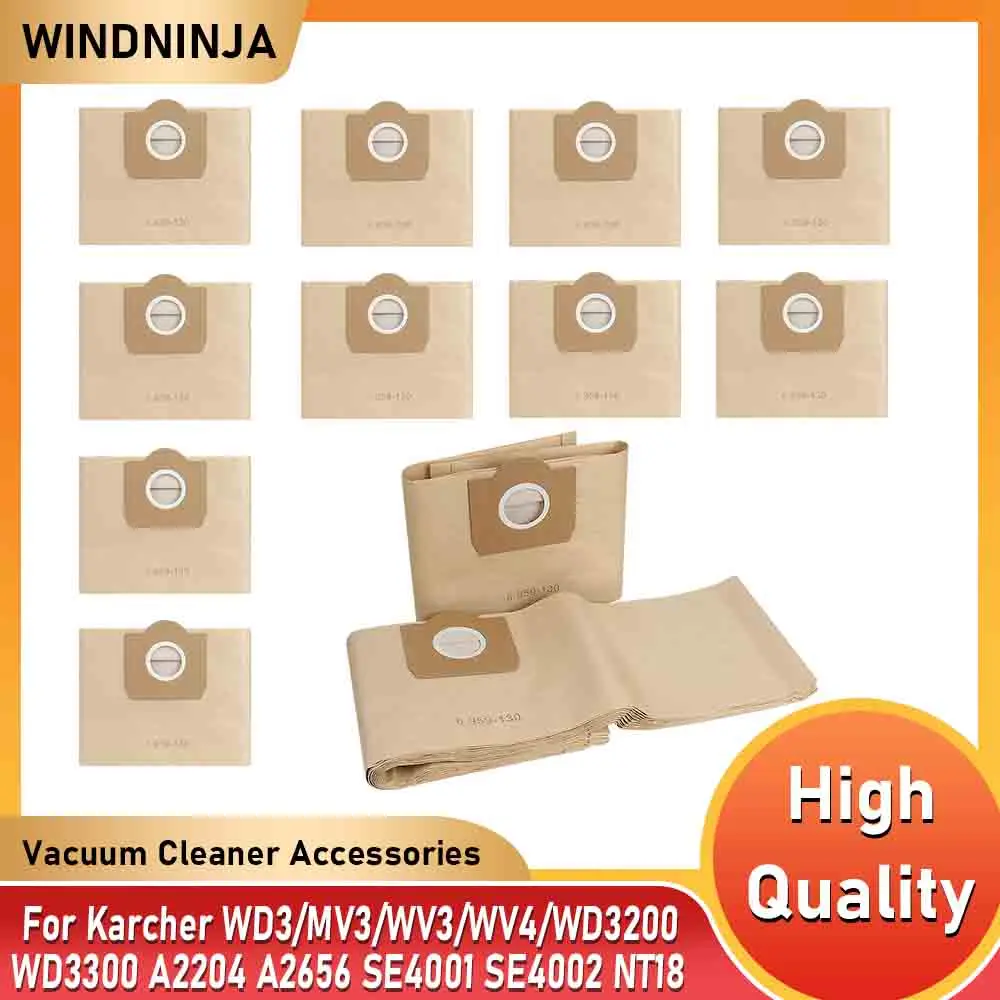 10PCS Staubbeutel 6,959-130 Für Karcher WD3/MV3/WV3/WV4/WD3200 WD3300 A2204 A2656 SE4001 SE4002 NT18 Roboter Staubsauger Papier Tasche Image