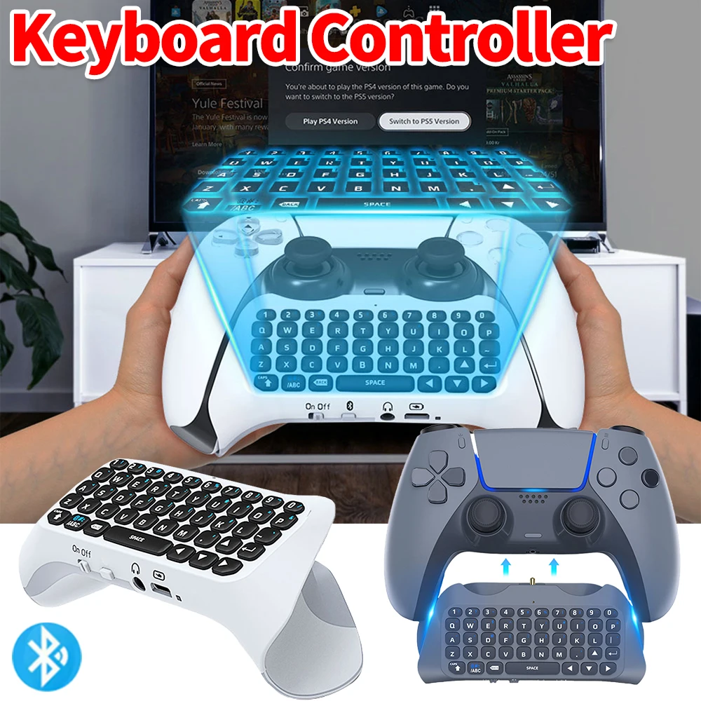 Wireless Keyboard Controller BT 3,0 Gaming Griff Mini Tragbare Gamepad Chatpad Tastatur Griff für PS5 Gamepad Halterung Mini Tastatur Image