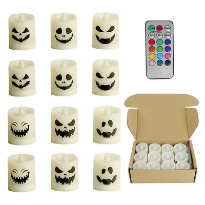 Halloween Flameless Votive Candles Color Changing with Remote Timer Battery Operated LED Tealight Candles for Halloween Home Decoration Gifts(6/12 Pcs 1.41'' x 1.69'')(Battery Included)