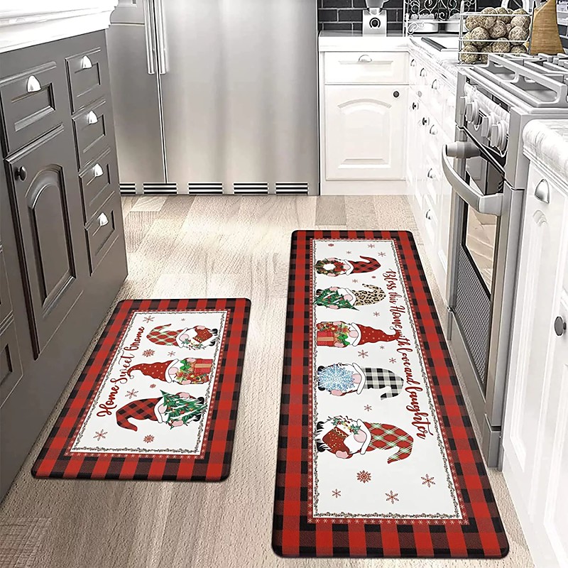 Christmas Decorations Floor Mat Kitchen Mat Water Absorption Oil Absorption Kitchen Floor Mat 1 Piece Holiday Decoration Floor Mat Doormat for Entering Households