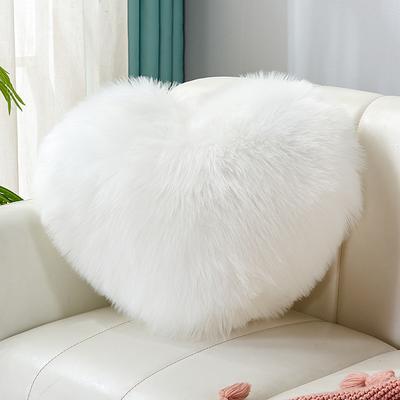 Wine red and Gray Heart-Shaped Pillow, Faux Fox Fur Heart Decorative Cushion for Bed, Soft Fluffy Throw Pillow for Chair, Sofa, Living Room - Plush Accent Pillow for Home Decor