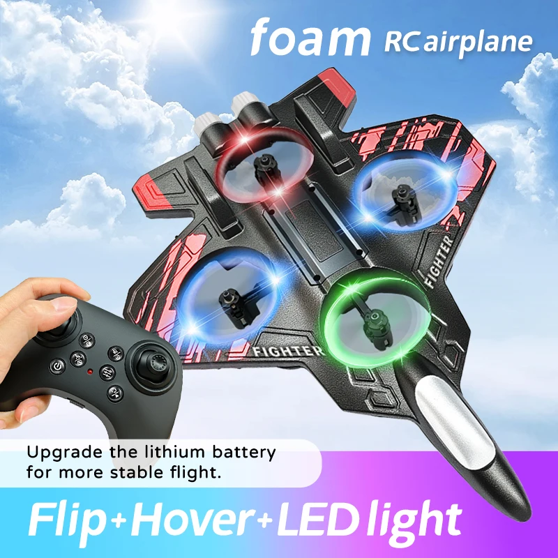 EPP Foam Remote Control Foam Fighter Gravity Sensing RC Drones Four Motor Helicopter Toy Portable with Light RC Hobby Jet Plane
