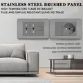 118 Grigio Italia Acciaio inossidabile spazzolato Presa a muro USB Tipo-C Tuya Wifi Smart Switch Tenda Sat TV Tel Campanello Ricarica rapida
