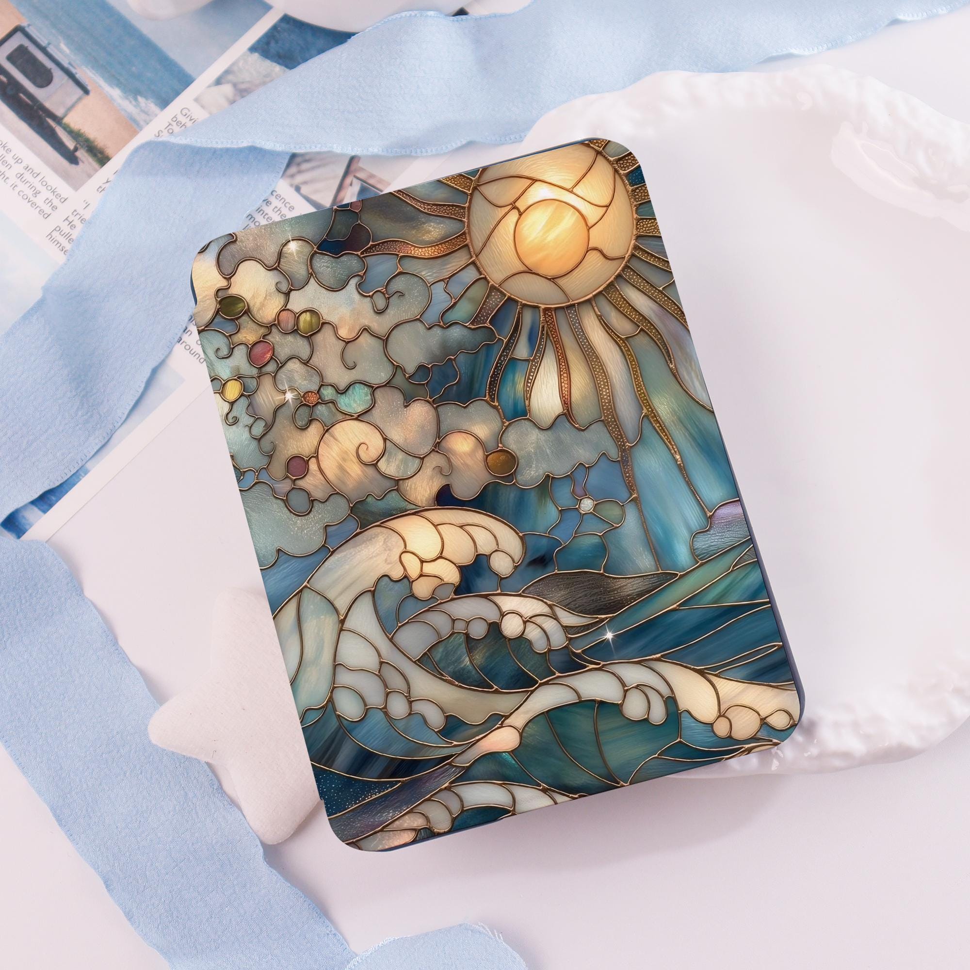 Custodia per Kindle OceanWave in vetro colorato, custodia morbida Paperwhite 11/6/12, custodia con fiocco per Kobo Clara, custodia per Kobo Clara 2E,