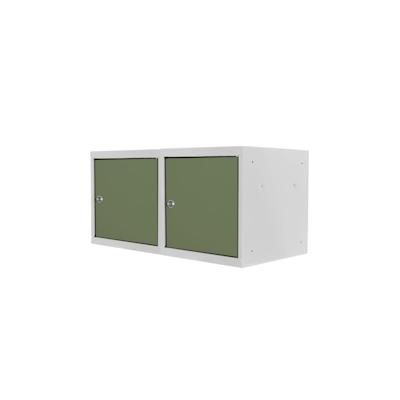 PROREGAL Mega Deal | 2x Schließfachwürfel Blocky mit Zylinderschloss + 2 Schlüssel | HxBxT 40x40x40cm | Lichtgrau/Grün | Tresor, Schließfach Image