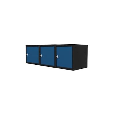 PROREGAL Mega Deal | 3x Schließfachwürfel Blocky mit Drehriegelschloss für Vorhängeschloss | HxBxT 40x40x40cm | Anthrazit/Enzianblau | Tresor Image