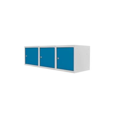 PROREGAL Mega Deal | 3x Schließfachwürfel Blocky mit Zylinderschloss + 2 Schlüssel | HxBxT 40x40x40cm | Lichtgrau/Lichtblau | Tresor, Schließfach Image