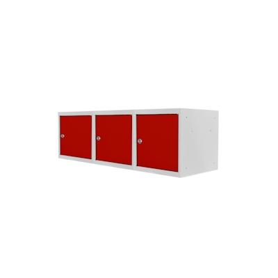 PROREGAL Mega Deal | 3x Schließfachwürfel Blocky mit Zylinderschloss + 2 Schlüssel | HxBxT 40x40x40cm | Lichtgrau/Rot | Tresor, Schließfach Image