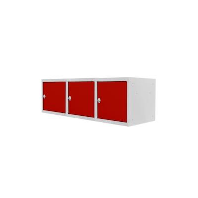 PROREGAL Mega Deal | 3x Schließfachwürfel Blocky mit Drehriegelschloss für Vorhängeschloss | HxBxT 40x40x40cm | Lichtgrau/Rot | Tresor, Schließfach Image