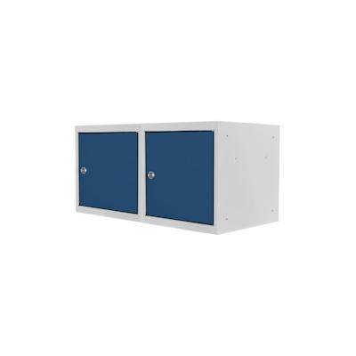 PROREGAL Mega Deal | 2x Schließfachwürfel Blocky mit Zylinderschloss + 2 Schlüssel | HxBxT 40x40x40cm | Lichtgrau/Blau | Tresor, Schließfach Image