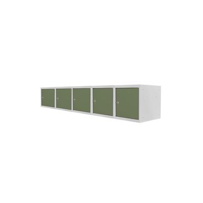 PROREGAL Mega Deal | 5x Schließfachwürfel Blocky mit Zylinderschloss + 2 Schlüssel | HxBxT 40x40x40cm | Lichtgrau/Grün | Tresor, Schließfach Image