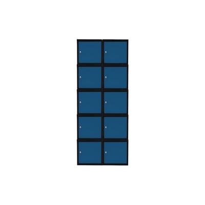 PROREGAL Mega Deal | 10x Schließfachwürfel Blocky mit Drehriegelschloss für Vorhängeschloss | HxBxT 40x40x40cm | Anthrazit/Enzianblau | Tresor Image