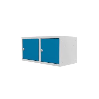 PROREGAL Mega Deal | 2x Schließfachwürfel Blocky mit Drehriegelschloss für Vorhängeschloss | HxBxT 40x40x40cm | Lichtgrau/Lichtblau | Tresor Image