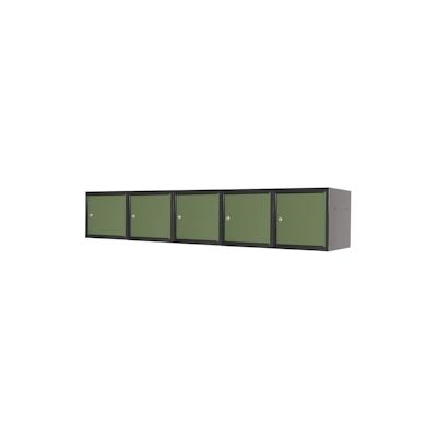 PROREGAL Mega Deal | 5x Schließfachwürfel Blocky mit Zylinderschloss + 2 Schlüssel | HxBxT 40x40x40cm | Anthrazit/Resedagrün | Tresor, Schließfach Image