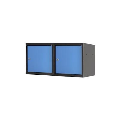 PROREGAL Mega Deal | 2x Schließfachwürfel Blocky mit Zylinderschloss + 2 Schlüssel | HxBxT 40x40x40cm | Anthrazit/Lichtblau | Tresor, Schließfach Image
