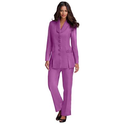 Plus Size Women's Ten Button Pant Suit by Roaman's in Vivid Berry (Size 34 W)