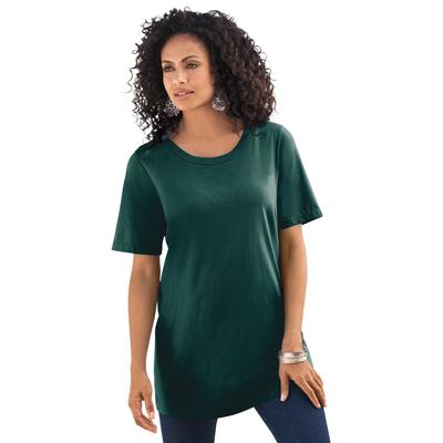 Plus Size Women's Plus Size Cotton Ultimate Crewneck Tee by Roaman's in Emerald Green (Size 6X) Shirt