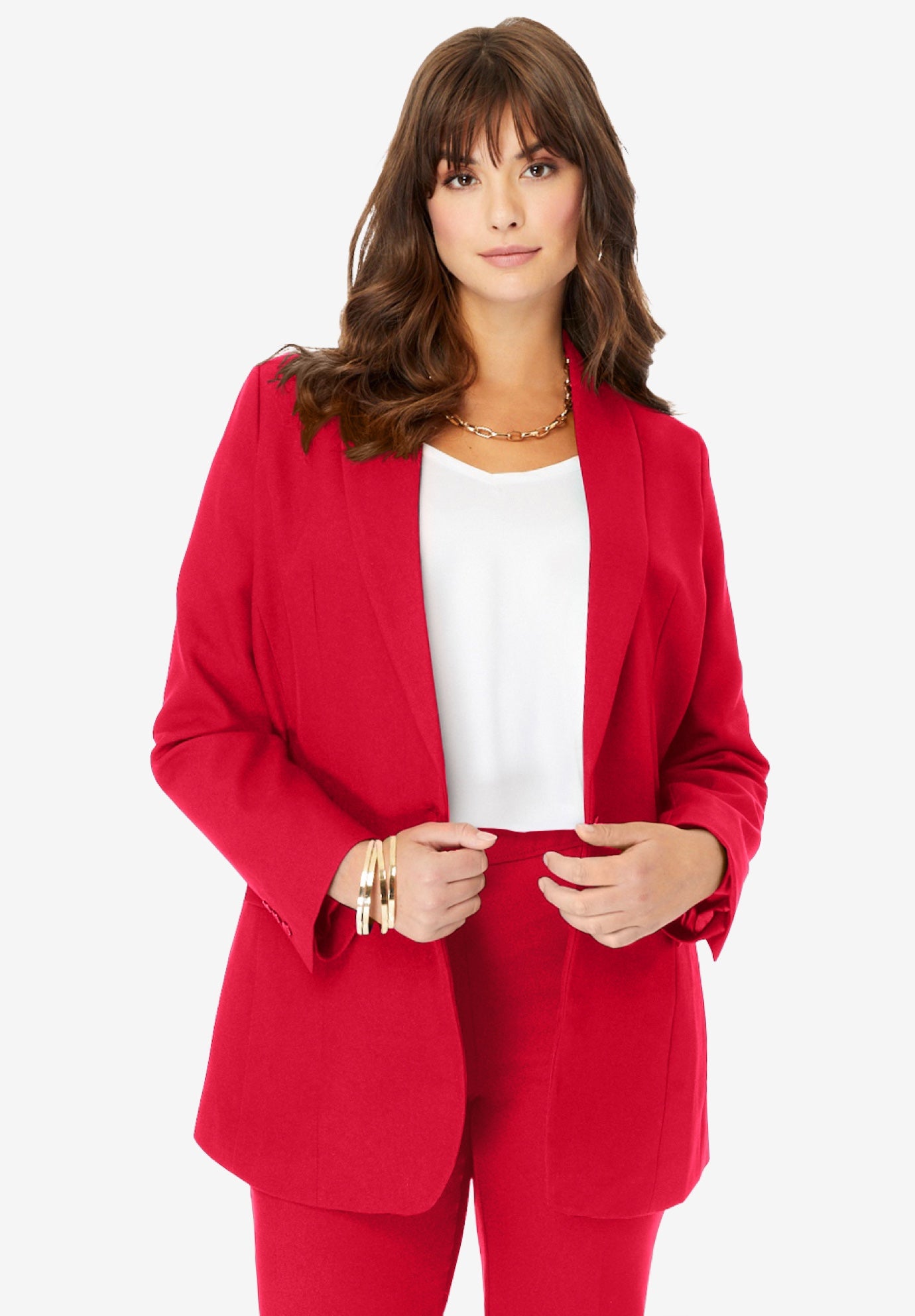 Plus Size Women's Plus Size Bendover Blazer by Roaman's in Vivid Red (Size 26WP)