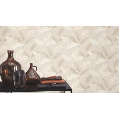 Papiertapete RASCH "Tapete mit Palmenblättern in Beige", beige (natur), B:53m L:10,05m, Papier, Tapeten, Palmen Image