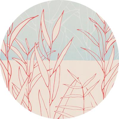 Fototapete KOMAR "Vlies selbstklebend - Gräser - Größe 125 x 125 cm", rot (rot, blau), B:125m L:125m, Vlies, Tapeten, Wohnzimmer, Schlafzimmer Image