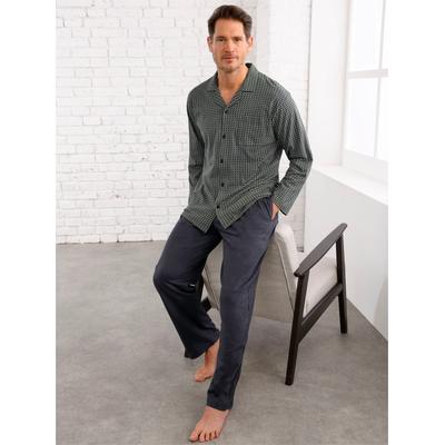 Schlafanzug NORMANN, Herren, Gr. 44/46, anthrazit, reseda, bedruckt, 100% Baumwolle, Homewear-Sets Image