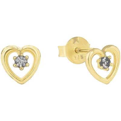 Paar Ohrstecker AMOR "Herz, 2029110", gold (gelbgoldfarben, weiß, weiß), Ohrringe, Damen, Gelbgold 375, mit Zirkonia (synth.) Image