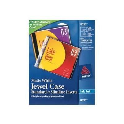 Avery Inkjet CD/DVD Jewel Case Inserts, Matte White, 20/Pack
