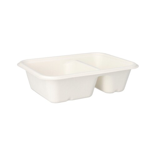 PAPSTAR 300 Schalen, Zuckerrohr "pure" 2-geteilt 5,6 cm x 15,3 cm x 20,3 cm weiss (37244, 6x50 Stück) Image