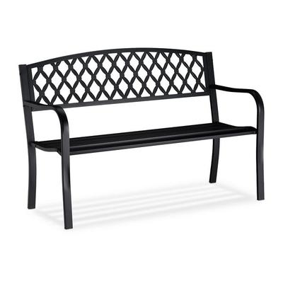 relaxdays Metall-Gartenbank mit Flechtmuster, 121 cm Image