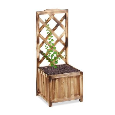 relaxdays Rankkasten mit Rankgitter 90 x 36 cm braun