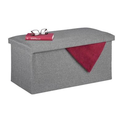 relaxdays Sitzbank in Leinen-Optik grau, 76.5 cm Image