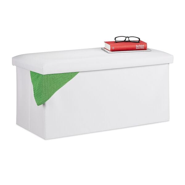 relaxdays Sitzbank aus Kunstleder weiß, 76.5x37.5 cm Image