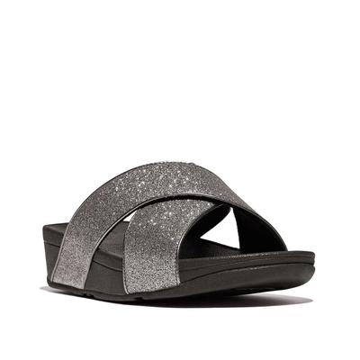 Lulu Glitterdust Wedge Sandal - Black - Fitflop Heels