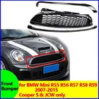 Per Mini R55 R56 R57 R58 R59 Cooper S e JCW Solo 2007-2015 Paraurti anteriore Griglia a nido d'ape Mesh Set di strisce di rivestimento superiori e inferiori
