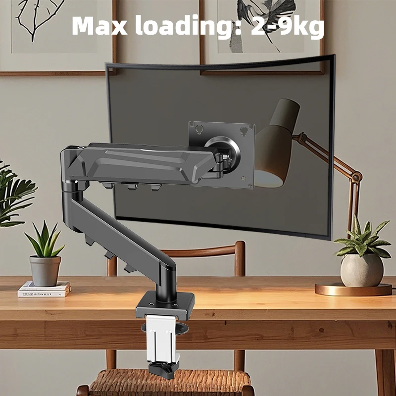 Einzelner Monitorarm für 13–32 Zoll Bildschirm, verstellbare einzelne Monitorhalterung, voll beweglicher, drehbarer Desktop-Monitorständer für das Heimbüro Image