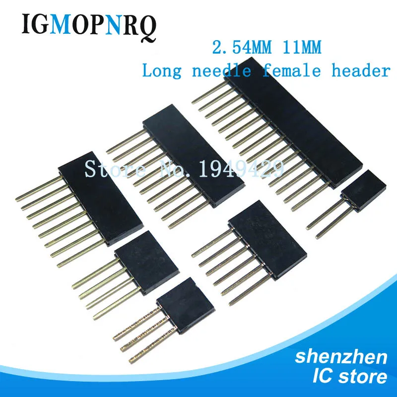 10 teile/los Header 8PIN 2,54 MM 11 MM Lange Nadel Weibliche Pin Header Streifen Stapelbar Header Stecker 2P 3P 4P 6P 8P 10P 15P Image