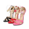 Dame Große Größe Modell Sandalen Metall Kette Stripper Zeigen 16 cm Plattform Super High Heels Sexy Frauen Party Club Hochzeit schuhe
