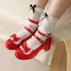 Damen-Lolitas-Schuhe mit niedrigem Absatz, Mary Janes, elegante Pumps, Riemen, süß, weiß, rot, schwarz, Büro- und Hochzeitsschuhe, Mädchen, große Größe 45