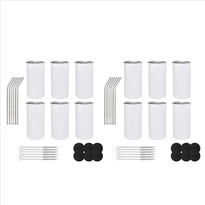 AT21-Pack Of 12 12 Oz Sublimated Tumblers Blank, Insulated Stainless Steel Water Bottles With Lids And Straws For DIY