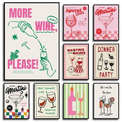 Vintage Cocktail Mojito Wine Club Bar Drinks Wall Art Canvas Painting Nordic Posters And Prints Wall Pictures For Living Room