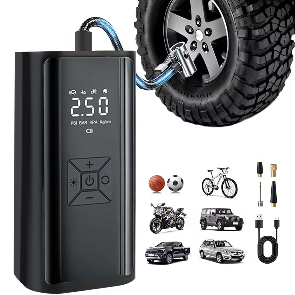 Manomètre de pression des pneus Portable sans fil, 150psi, 120W, gonfleur de pneus, affichage LCD, pompe à Air numérique avec lumière LED, compresseur d'air